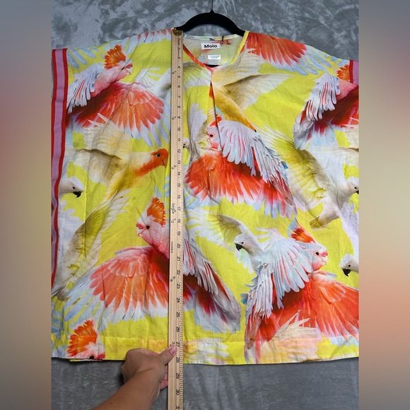 Molo Girls Tunic Top XL 6-8 Parrots Yellow Tropical Colorful - Picture 6 of 7